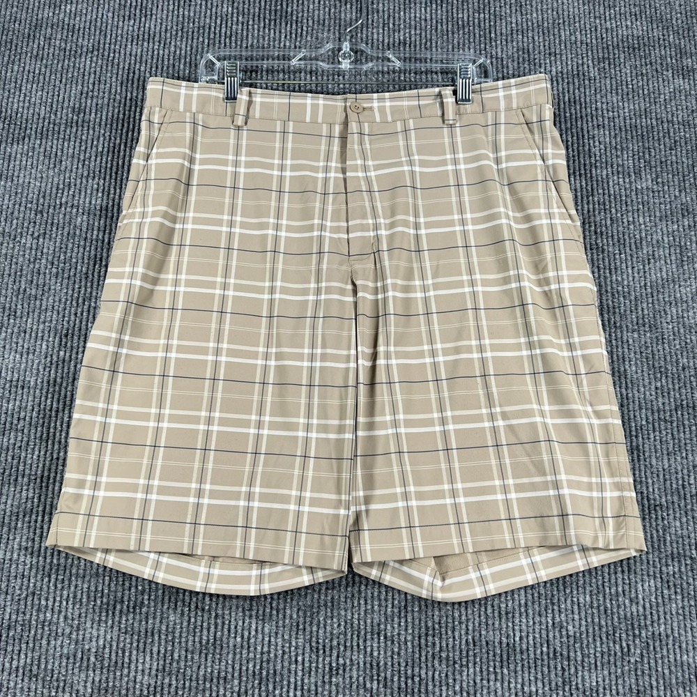 Nike Golf Shorts Mens Size 36 Brown Plaid Chino Dri Fit Casual Comfort Outdoor